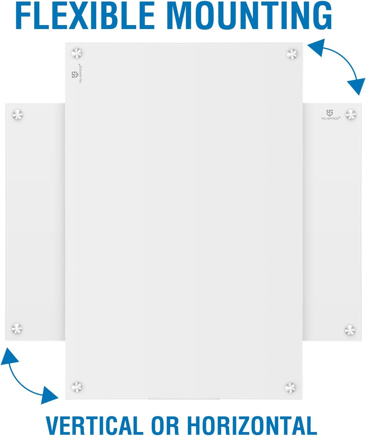 TSJ OFFICE Glass Dry-Erase Board - 36 x 24 Inches Brilliance White Magnetic Glass Whiteboard, Wall Mounted Large Frameless White Board for School, Home & Office