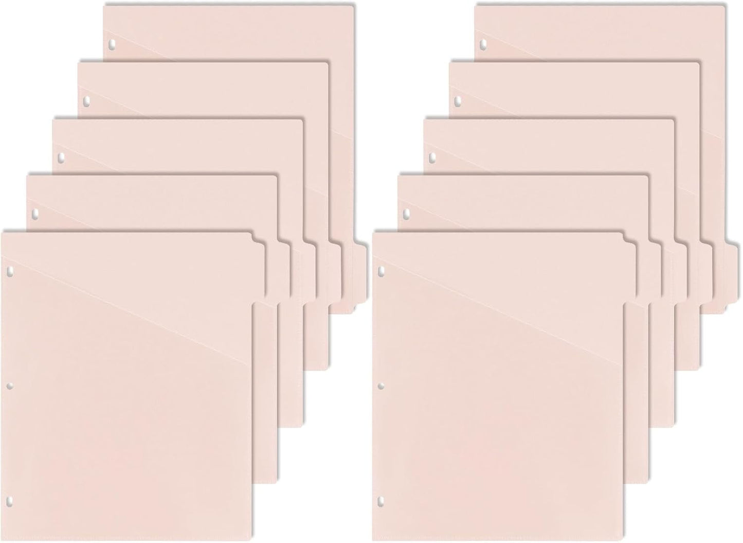 5 tab dividers for 3 Ring Binder with Pockets, Plastic Dividers with Clear Front Pocket, 5-tab Index Dividers with 3 Holes Punched for School & Office Supplies (Pink - 2 Sets)