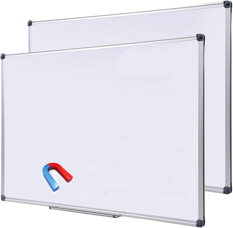 2 Pack 40" x 30" Magnetic Dry Erase Board with Removable Marker Tray| Commercial Quality Wall-Mounted Aluminum Message Presentation White Board for Office, Students & Teachers