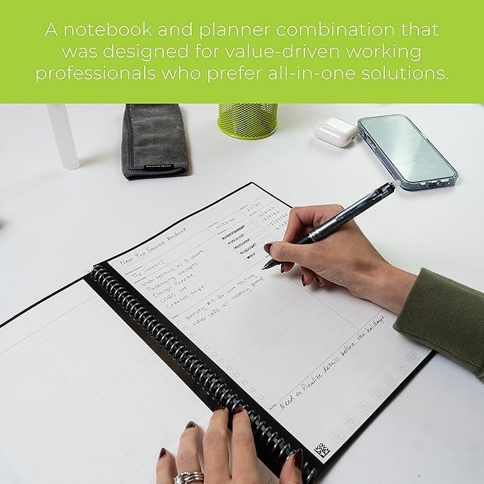 Rocketbook Smart Reusable Notebook, Fusion Plus Executive Size Spiral Notebook & Planner, Neptune Teal, (6" x 8.8")