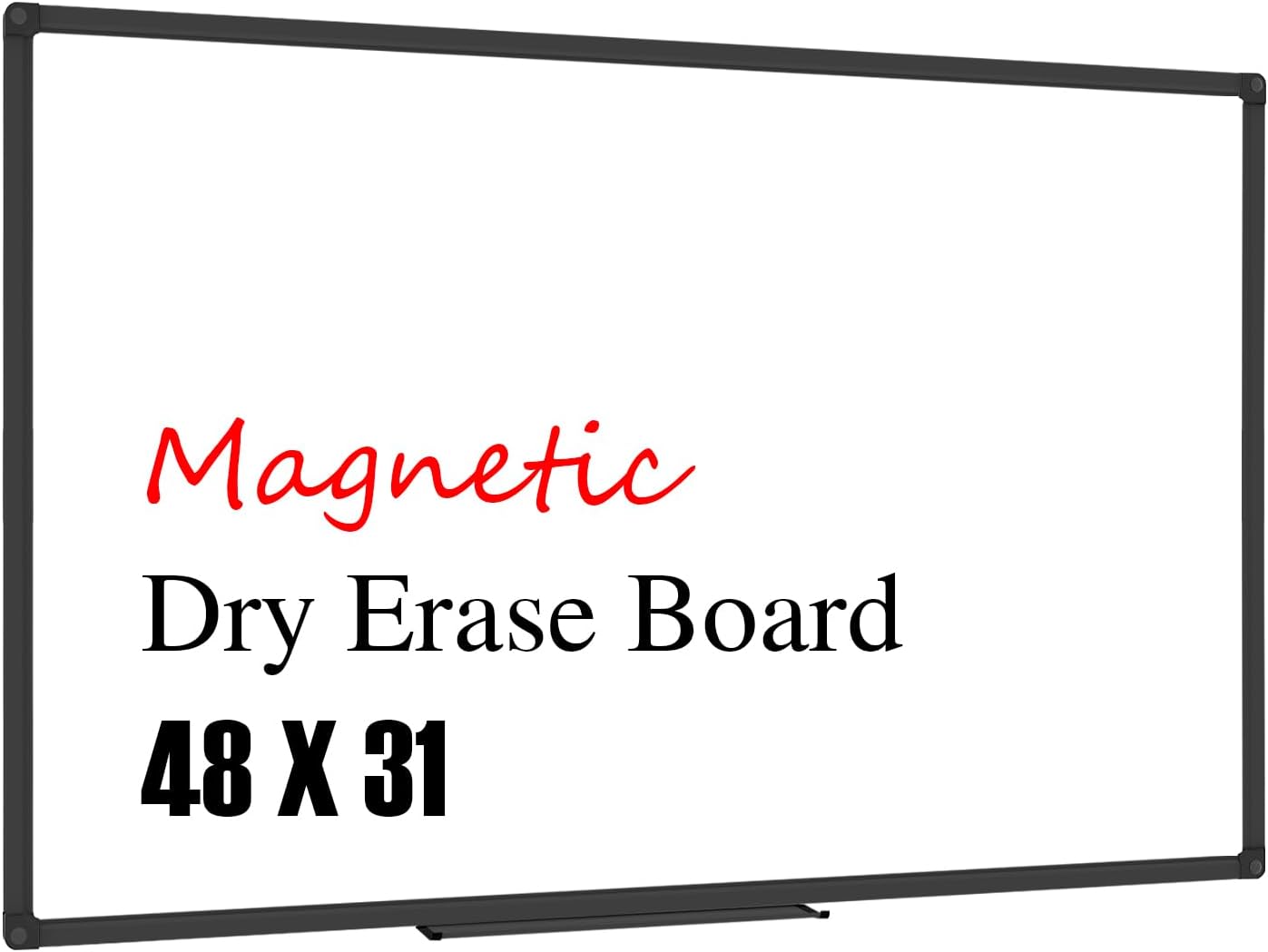 XBoard Magnetic Whiteboard 48 x 31 inch - Dry Erase Board with Black Aluminum Frame, White Board with Detachable Marker Tray