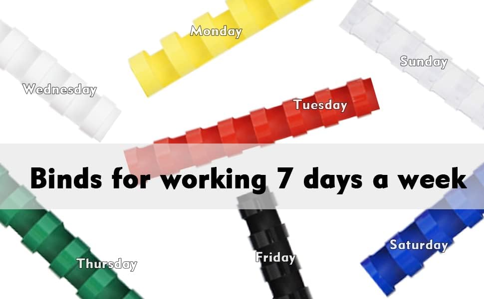 Rayson CR196M-100 Plastic Binding Combs 1/4in. 19-Ring, 20-Sheet Capacity, Colorful Comb Binding Spines, Max. Binding Letter Size Paper, Box of 100