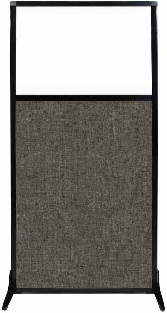 Versare Workstation Partition | Portable Wall Divider | Modern Office Cubicle | Free Standing Privacy Screen | Flexible Work Space | 33" x 70" W/Window, Mocha Fabric Panels