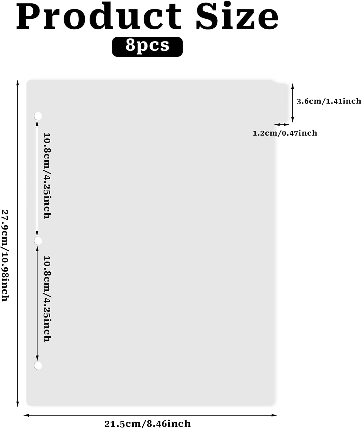 3 Ring Frosted Transparent Binder Dividers, 8 Tab Clear Dividers, A4 Size, Sturdy Plastic, Aesthetic, 3 Hole Punch