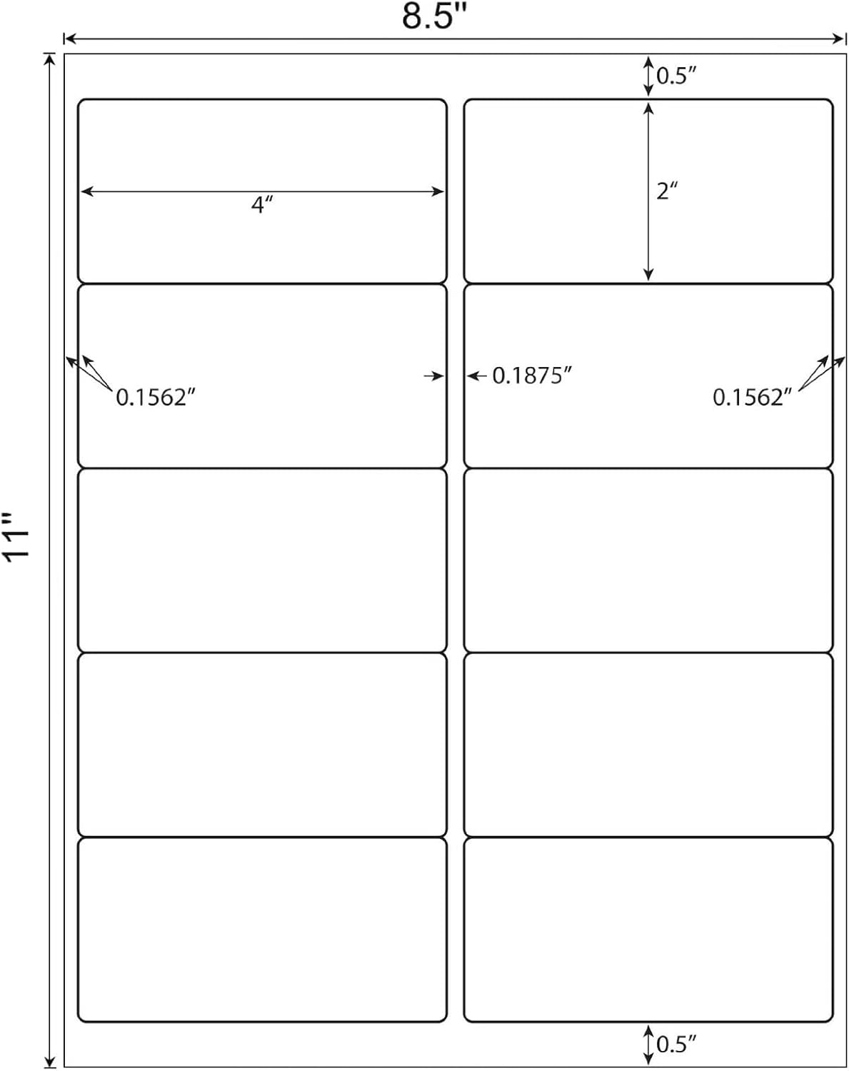 MPRT 2" x 4" Shipping Address Labels 500 Label Stickers Paper for Laser & Inkjet Printer 10 per Page Printable Mailing Labels - Matte, 50 Sheets