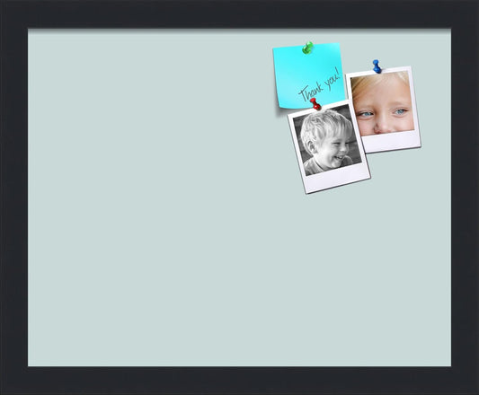 PinPix 15x12 Inch Cork Bulletin Board. This Decorative Framed Pin Board Comes with Soft Blue Design and a Satin Black Frame. Ideal for Home Office Decor or Message Board (PinPix-1814)