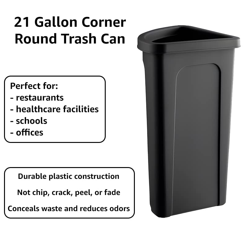 Recycling Bin, 21 Gallon Corner Round Trash Can, Crack-Resistant, Commercial Durable Garbage Can, Reinforced Bottom, Ideal for Home, Kitchen, Bar, Hotel, Restaurant, School