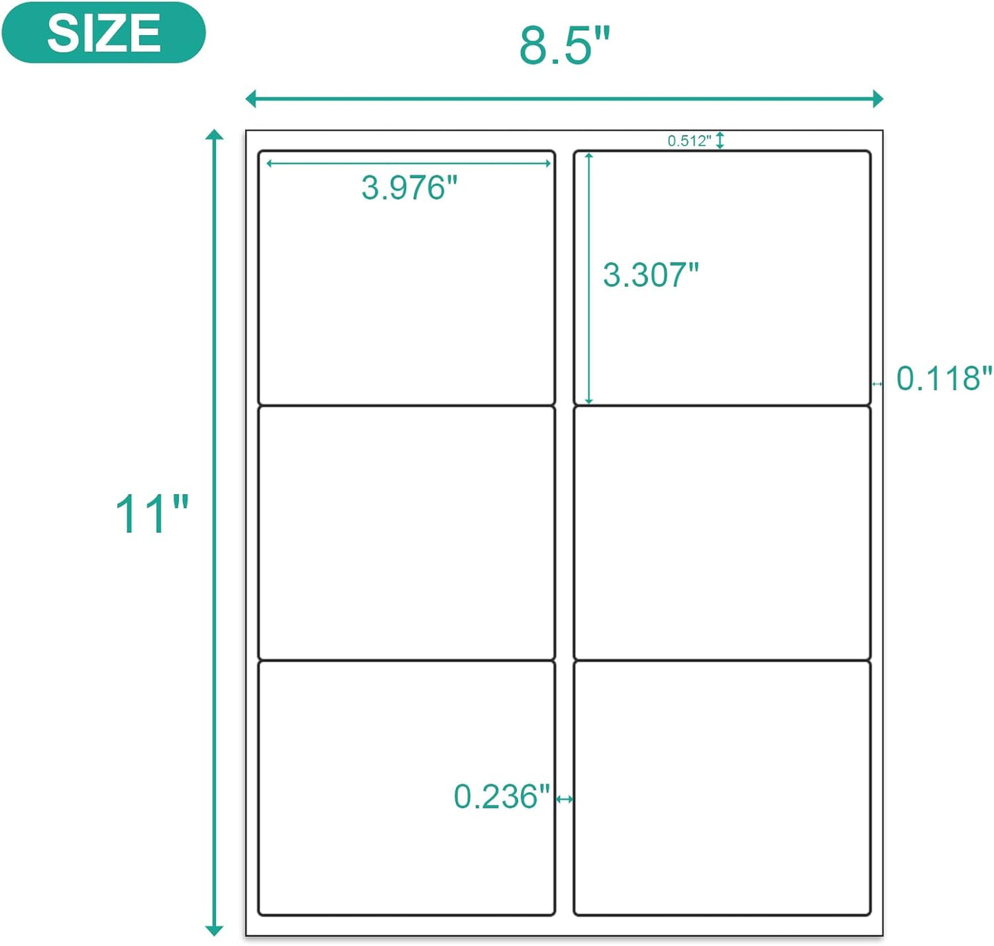 MFLABEL 3-1/3" x 4" Shipping Address Labels, FBA Labels, 6-UP Sticker Labels, White Shipping Labels, Easy to Peel, Address Labels for Laser/Ink Jet Printer, 6 Per Page (300 Labels, 50 Sheets)