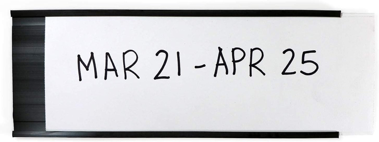SmartSign (Pack of 25) 3 x 8 inch Flexible 'C' Channel Shelf Label Holders with Inserts, 62.5 mil Magnetic Material, Black, Made in USA