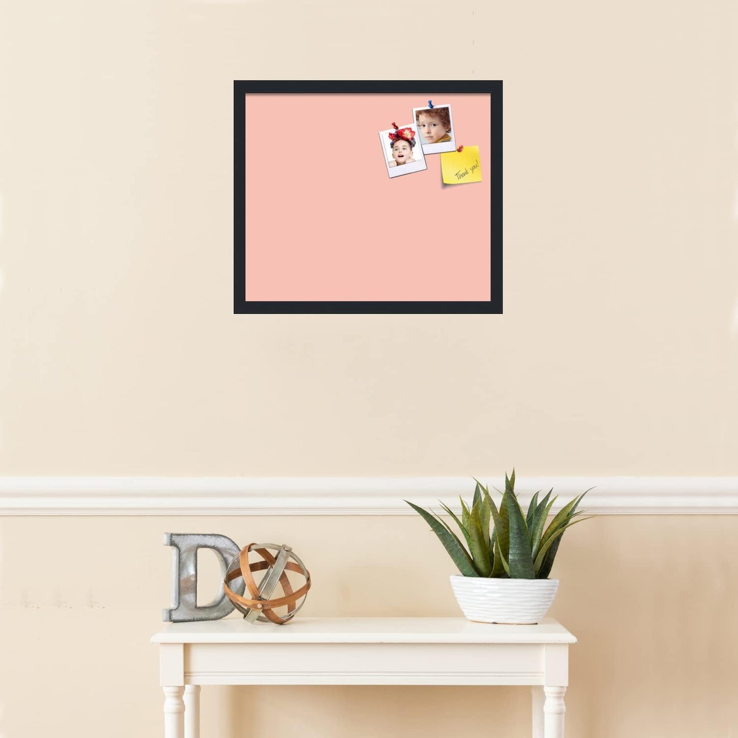 PinPix 20x17 Inch Cork Bulletin Board. This Decorative Framed Pin Board Comes with Pink Pastel Design and a Satin Black Frame. Ideal for Home Office Decor or Message Board (PinPix-1813)