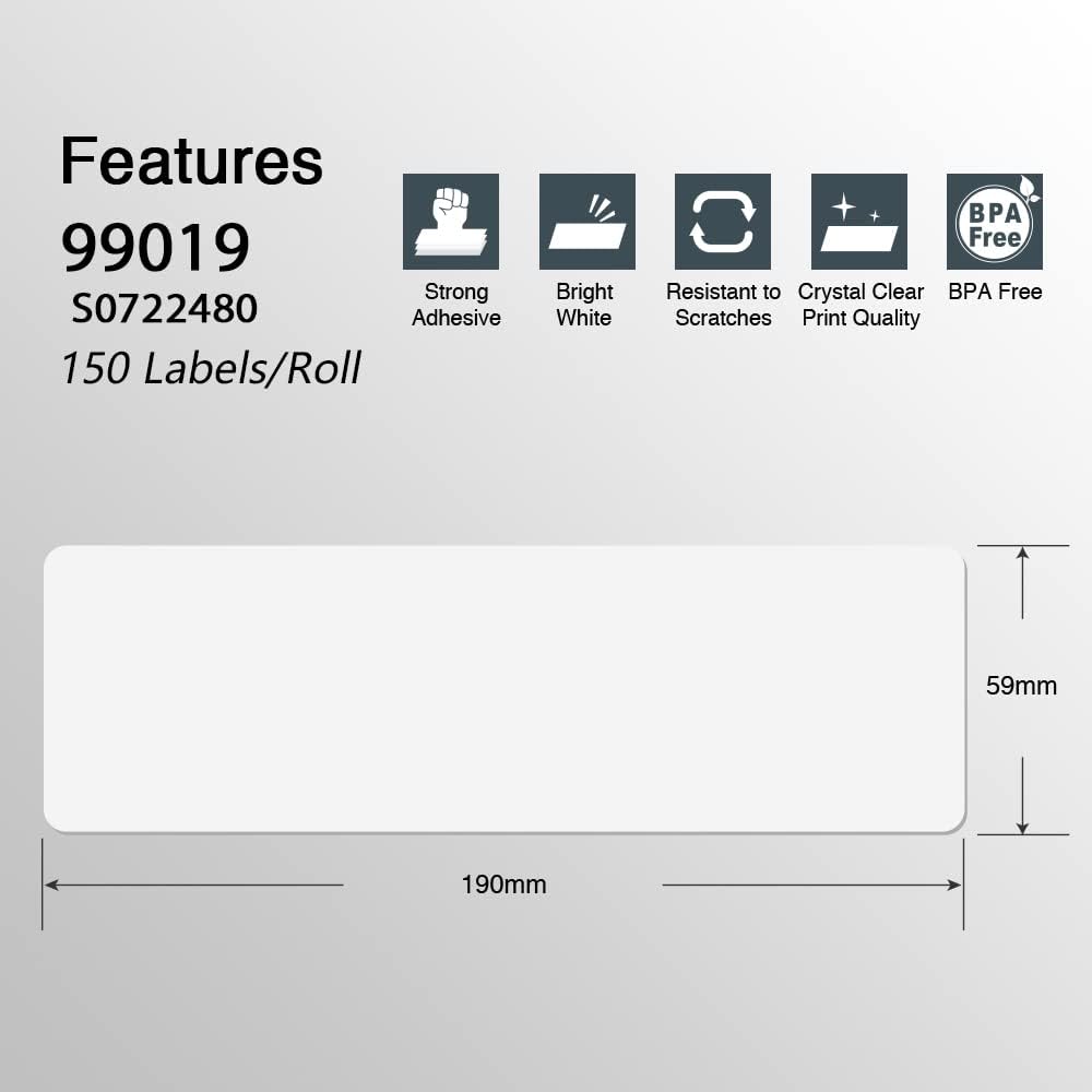 BETCKEY Colored Labels Compatible with Dymo 99019 (2-5/16" x 7-1/2") for Files, Folder and Binders, Compatible for Dymo LabelWriter Thermal 450, 4XL & Zebra Desktop Printers [6 Rolls, 900 Labels, Red]