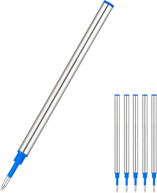HeTaoCat Gel Rollerball Pen Refills, Roller Ball Fine Point 0.5mm, Black Ink Refill Pack of 5 - Replaceable Ballpoint Pen Refills Medium Point (Blue)