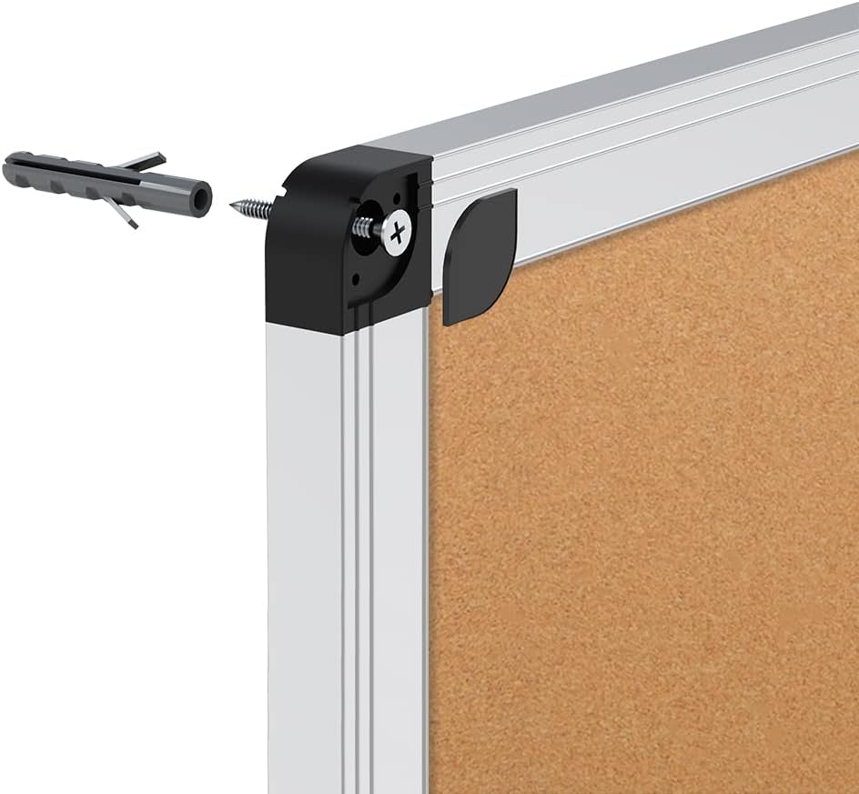 VIZ-PRO Cork Notice Board, 48 X 24 Inches, Silver Aluminium Frame