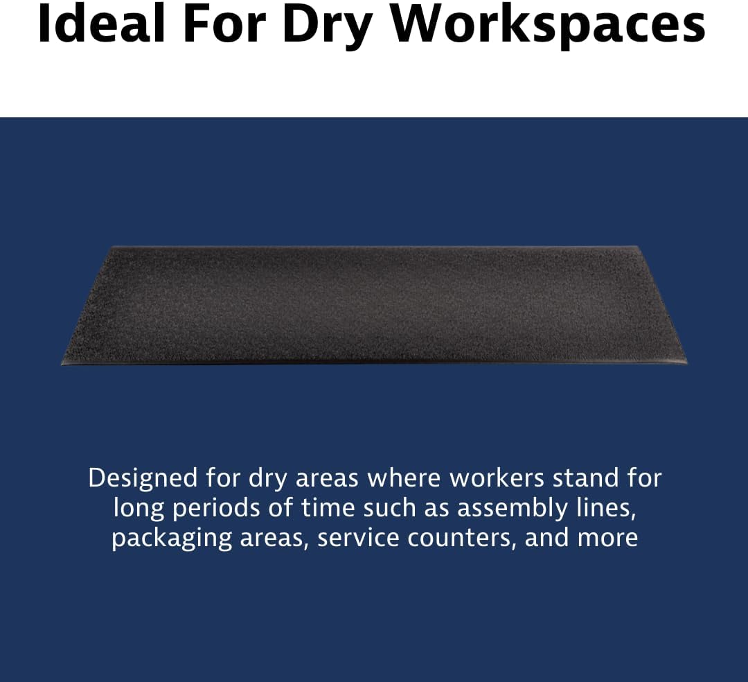 Notrax 411 Sof-Tred™ 3' x 5' x 9/16" Anti Fatigue Mat, Enhanced Slip Resistance with Beveled Edges and Pebbled Surface, Ideal for Industrial and Commercial Workplaces, Black, 411S0435BL