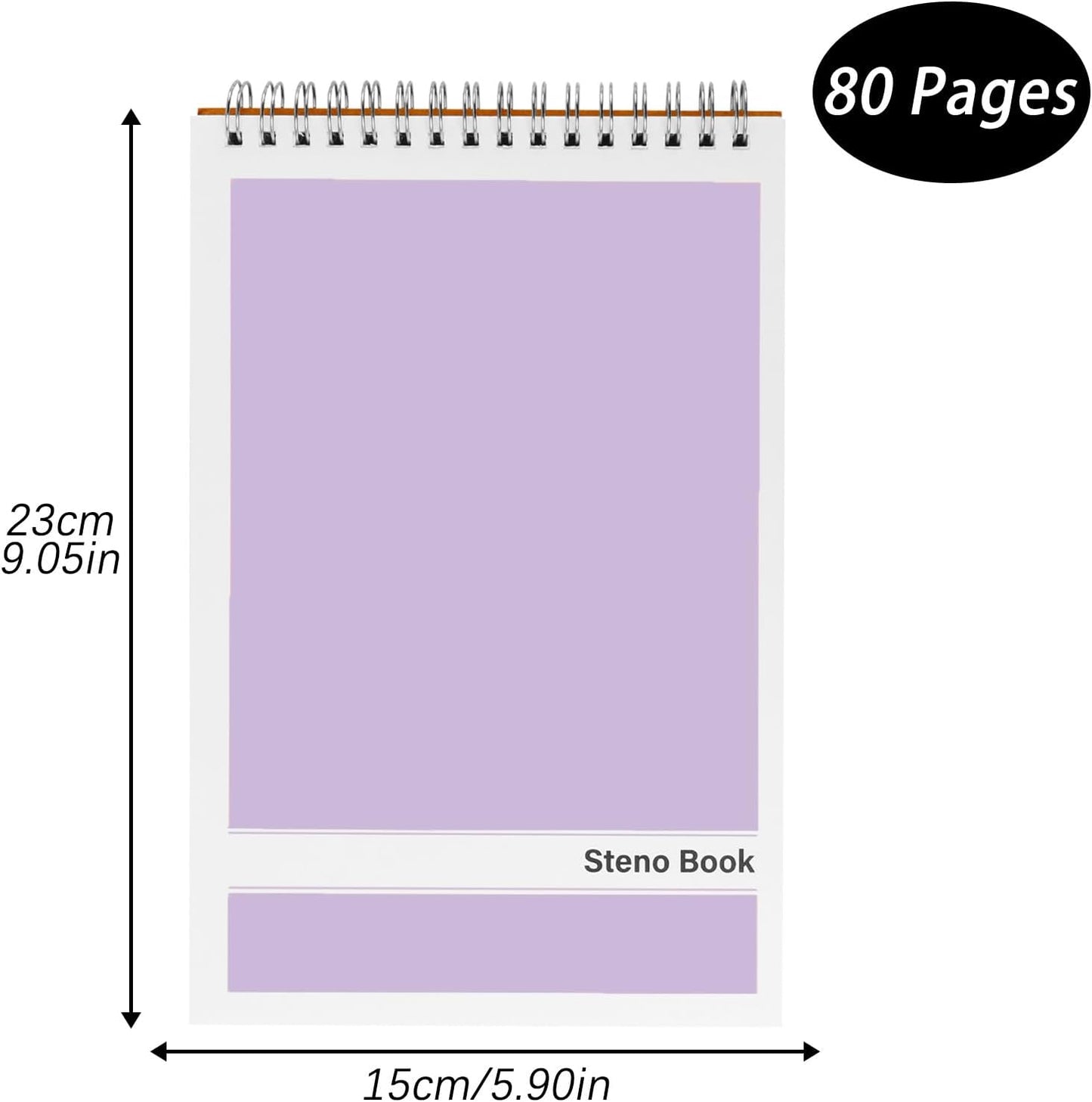 Steno Pads – 6x9 Inches 80 Sheets Steno Notebooks for Writing Notes in School, University, College & Office (2PCS Purple)