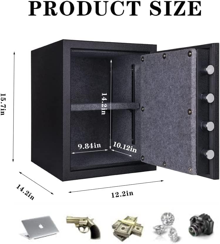TIGERKING Fireproof Safe,1.24 Cubic Feet Small Steel Money Safe Box Home Safes with Digital Lock for Home and Office