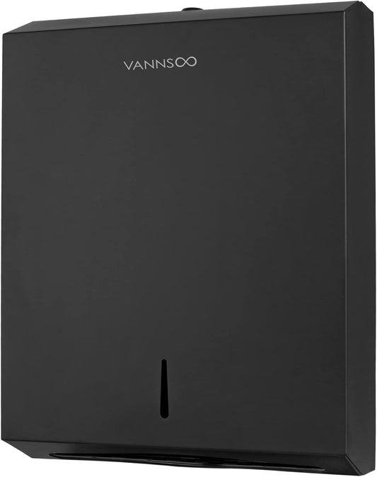 Paper Towel Dispenser, Commercial Stainless Steel Tri-fold/Multi-fold/C-Fold Paper Towel Holder Wall Mount Key (Black)