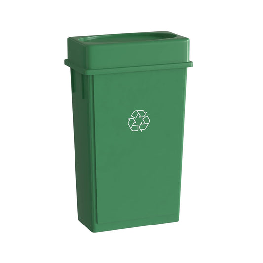 23 Gallon Green Recycle Slim Jim Trash Can with Drop Shot Lid