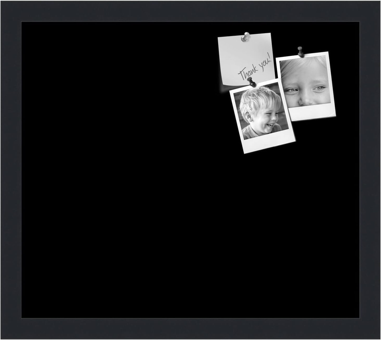 PinPix 16x14 Inch Cork Bulletin Board. This Decorative Framed Pin Board Comes with Solid Black Design and a Satin Black Frame. Ideal for Home Office Decor or Message Board (PinPix-622)