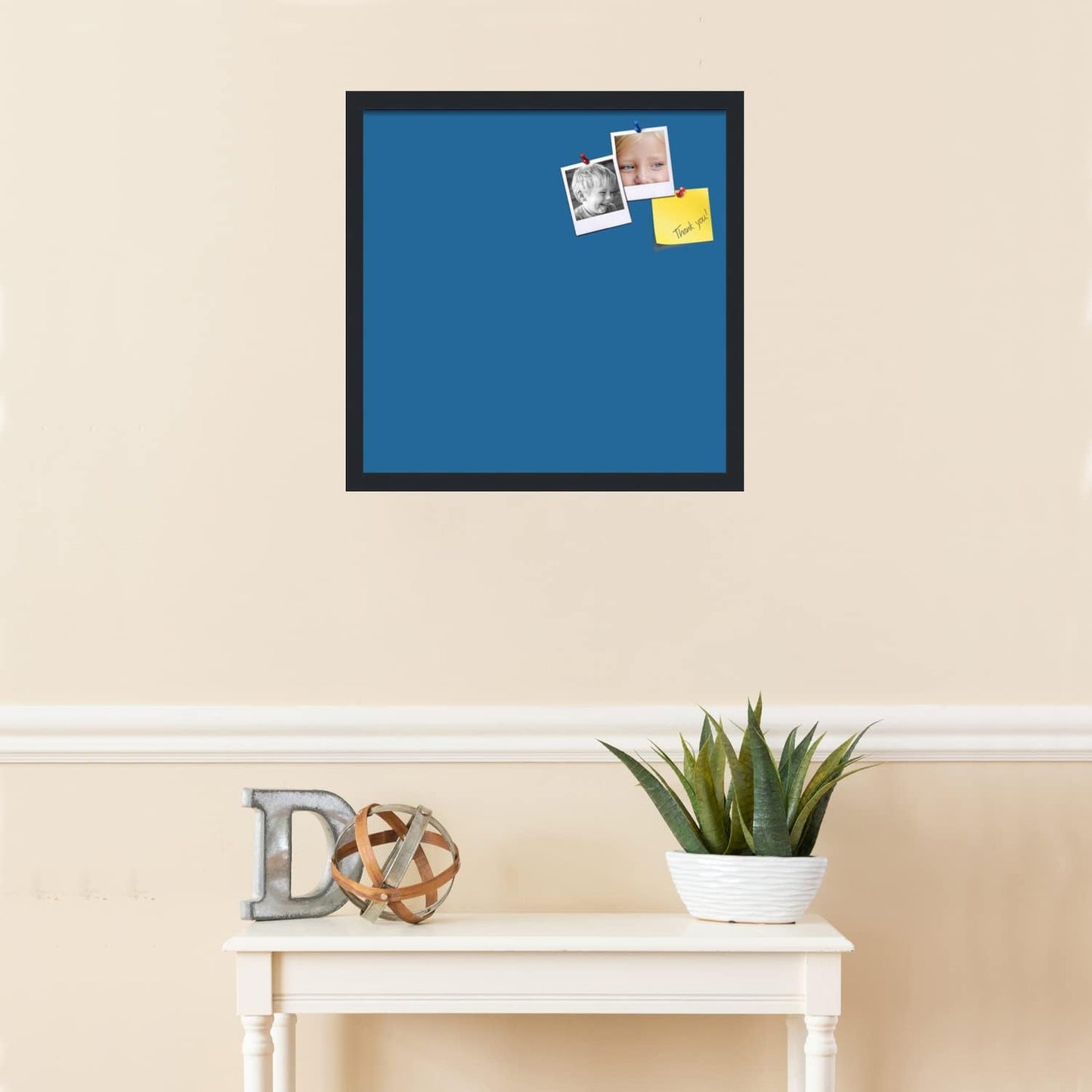PinPix 20x20 Inch Cork Bulletin Board. This Decorative Framed Pin Board Comes with Navy Pastel Design and a Satin Black Frame. Ideal for Home Office Decor or Message Board (PinPix-1811)