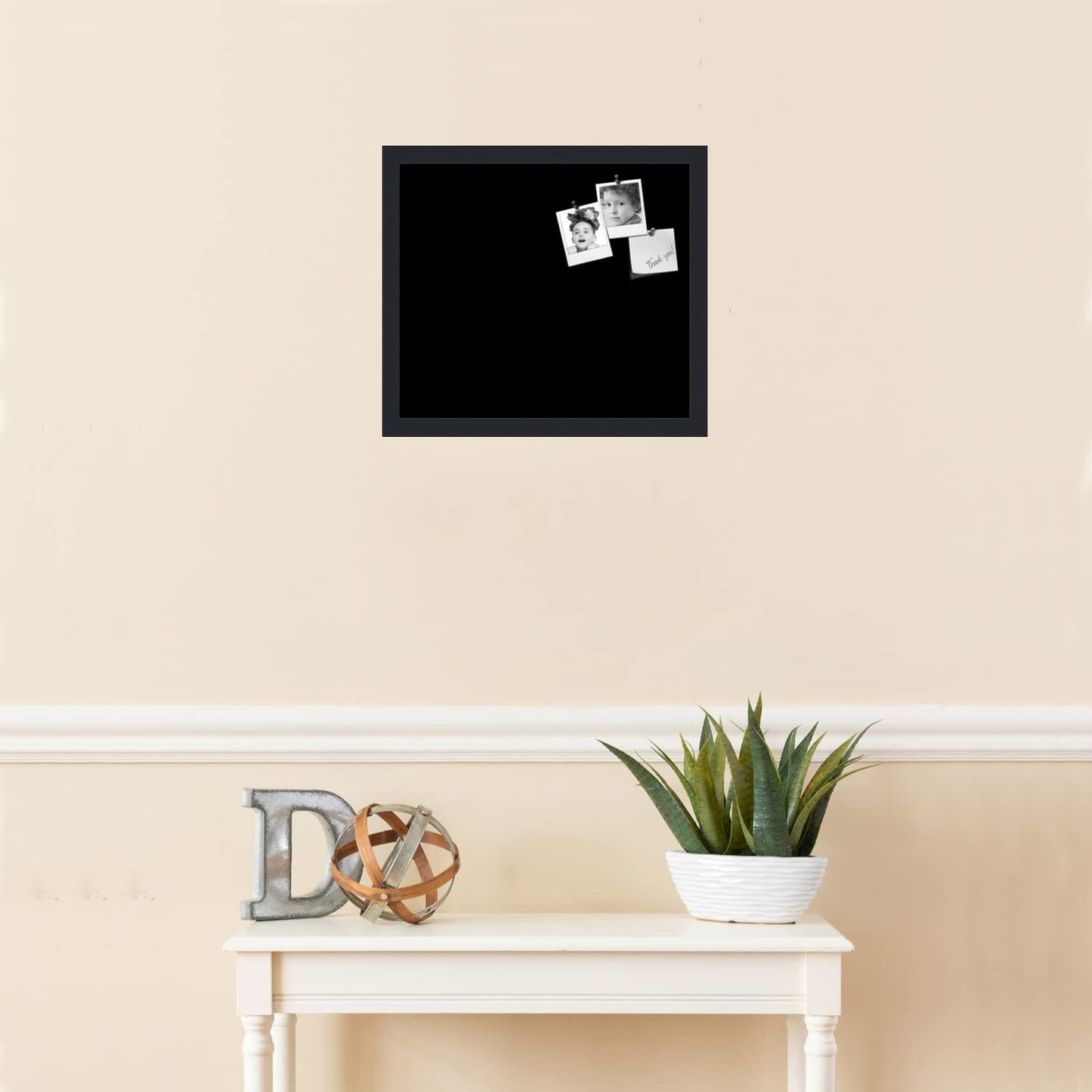 PinPix 16x14 Inch Cork Bulletin Board. This Decorative Framed Pin Board Comes with Solid Black Design and a Satin Black Frame. Ideal for Home Office Decor or Message Board (PinPix-622)