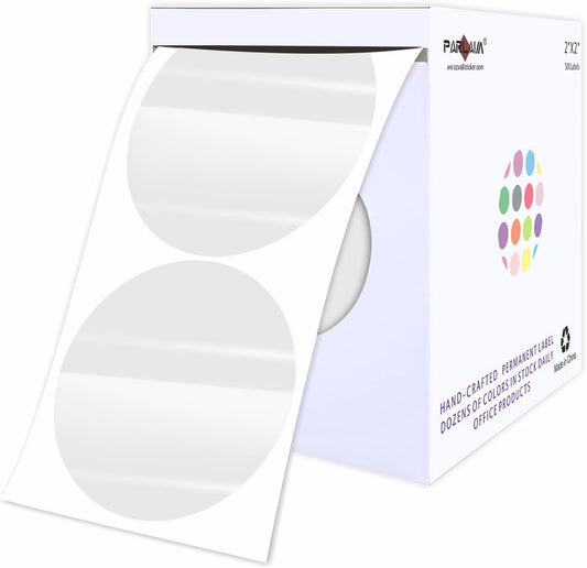PARLAIM 2 inch Round Clear Circle Dot Sticker, 500pcs Transparent Adhesive Label for Envelope, Cosmetic Box, Gift Bag, Translucent Wafer Package Seals