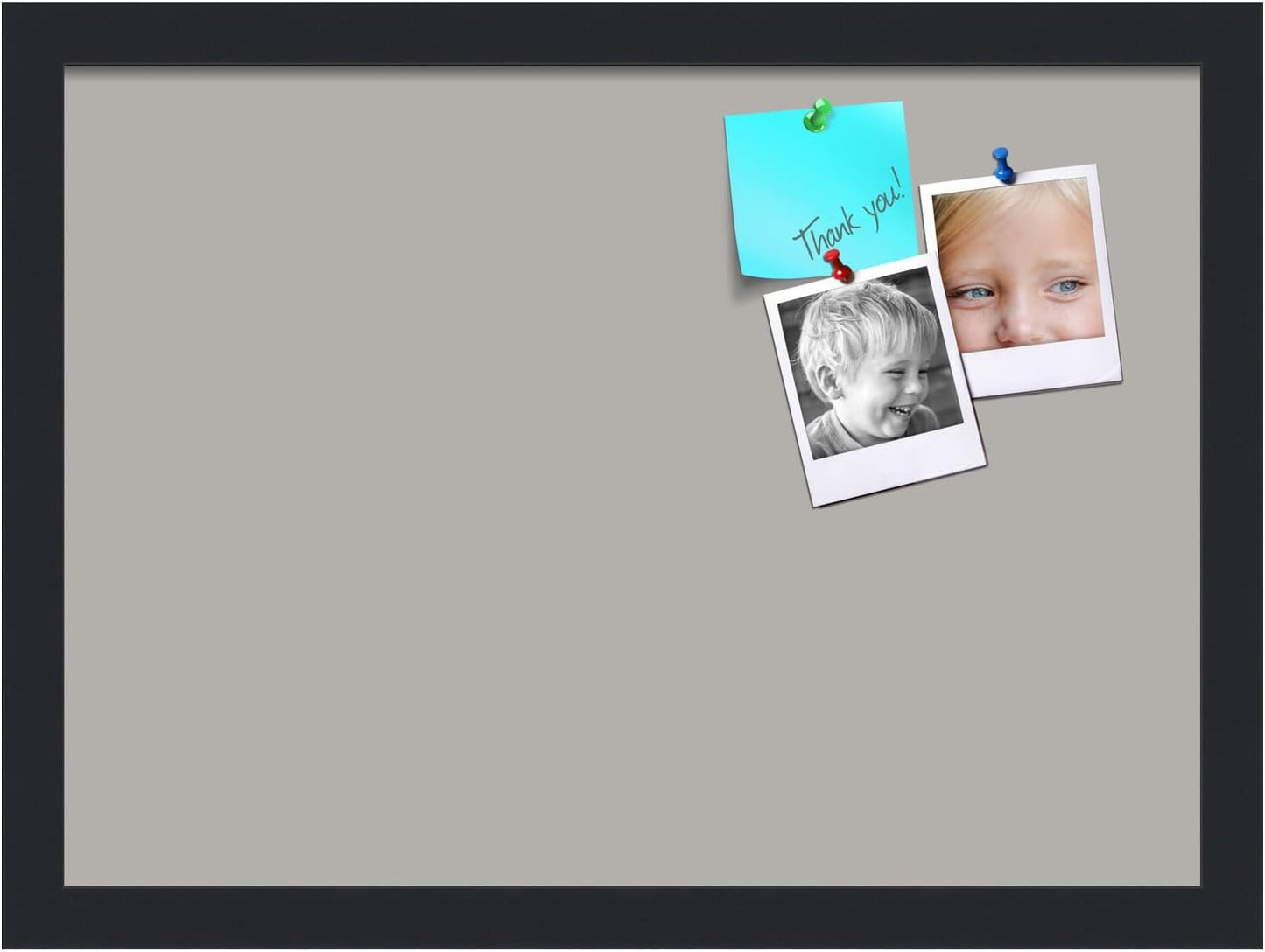 PinPix 18x13 Inch Cork Bulletin Board. This Decorative Framed Pin Board Comes with Dark Stone Design and a Satin Black Frame. Ideal for Home Office Decor or Message Board (PinPix-1808)