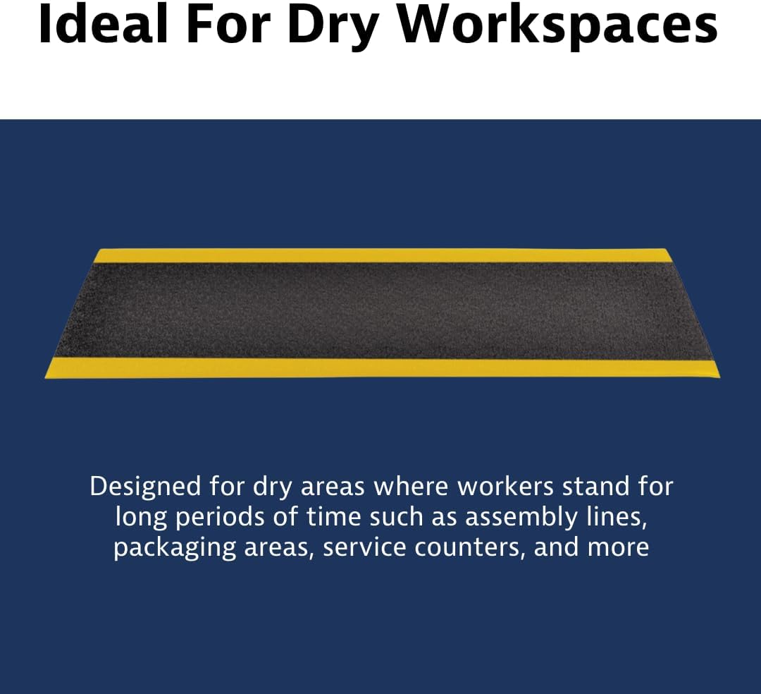 Notrax 411 Sof-Tred™ 4' x 60' x 3/8" Anti Fatigue Mat, Enhanced Slip Resistance with Beveled Edges and Pebbled Surface, Ideal for Industrial and Commercial Workplaces, Black/Yellow, 411R0348BY