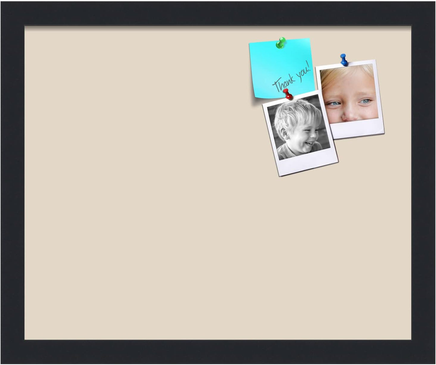 PinPix 16x13 Inch Cork Bulletin Board. This Decorative Framed Pin Board Comes with Desert Pastel Design and a Satin Black Frame. Ideal for Home Office Decor or Message Board (PinPix-1815)