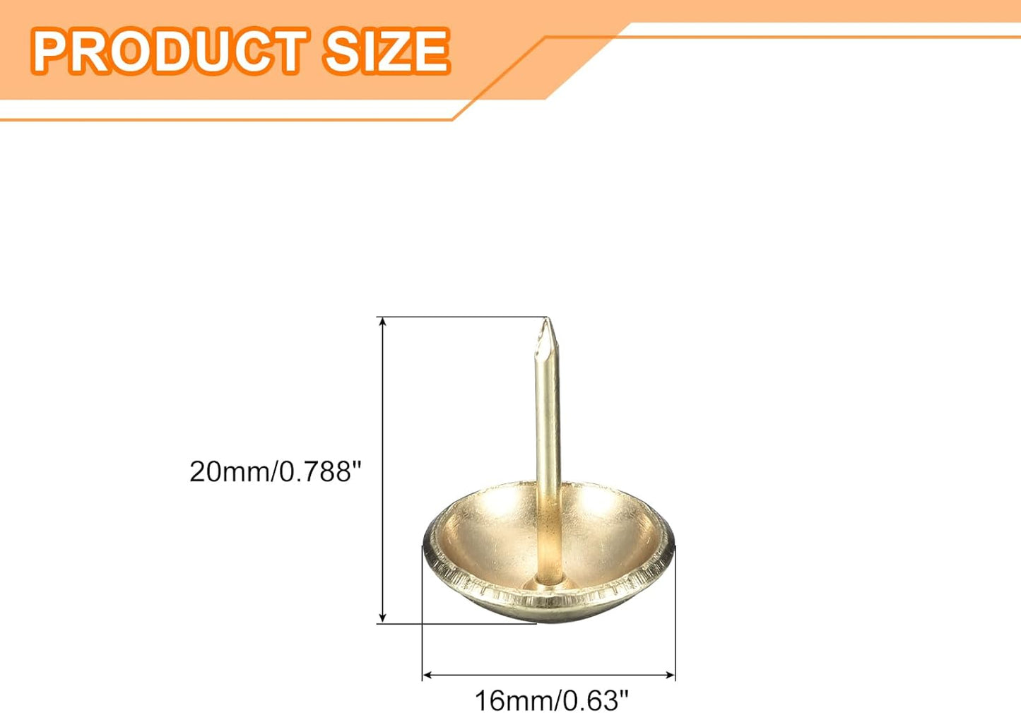 uxcell Upholstery Tack Nail Pins Furniture, 100Pcs 16x20mm Thumb Tack Pins Assortment Kit Carbon Steel for Home Sofa DIY Decorative Nail Heads Nails, Gold