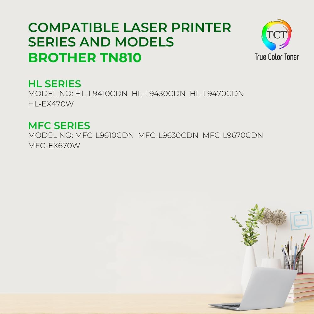 TCT TN810 Toner Cartridge 5 Pack - Compatible Replacement for Brother TN810 TN-810 Works with Brother HL‐L9410CDN L9430CDN MFC‐L9610CDN Printers (Black Cyan Magenta Yellow)