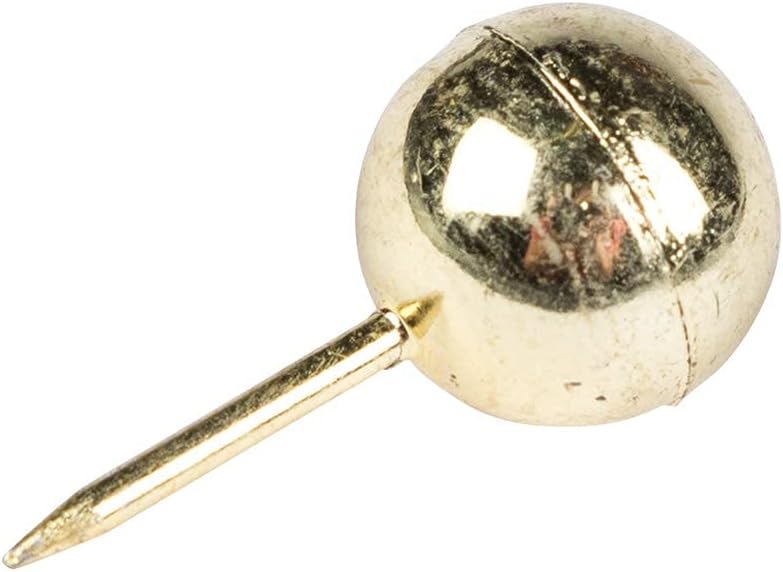 JAM PAPER Colorful Push Pins - Round Head Map Thumb Tacks - Gold Pushpins - 100/Pack