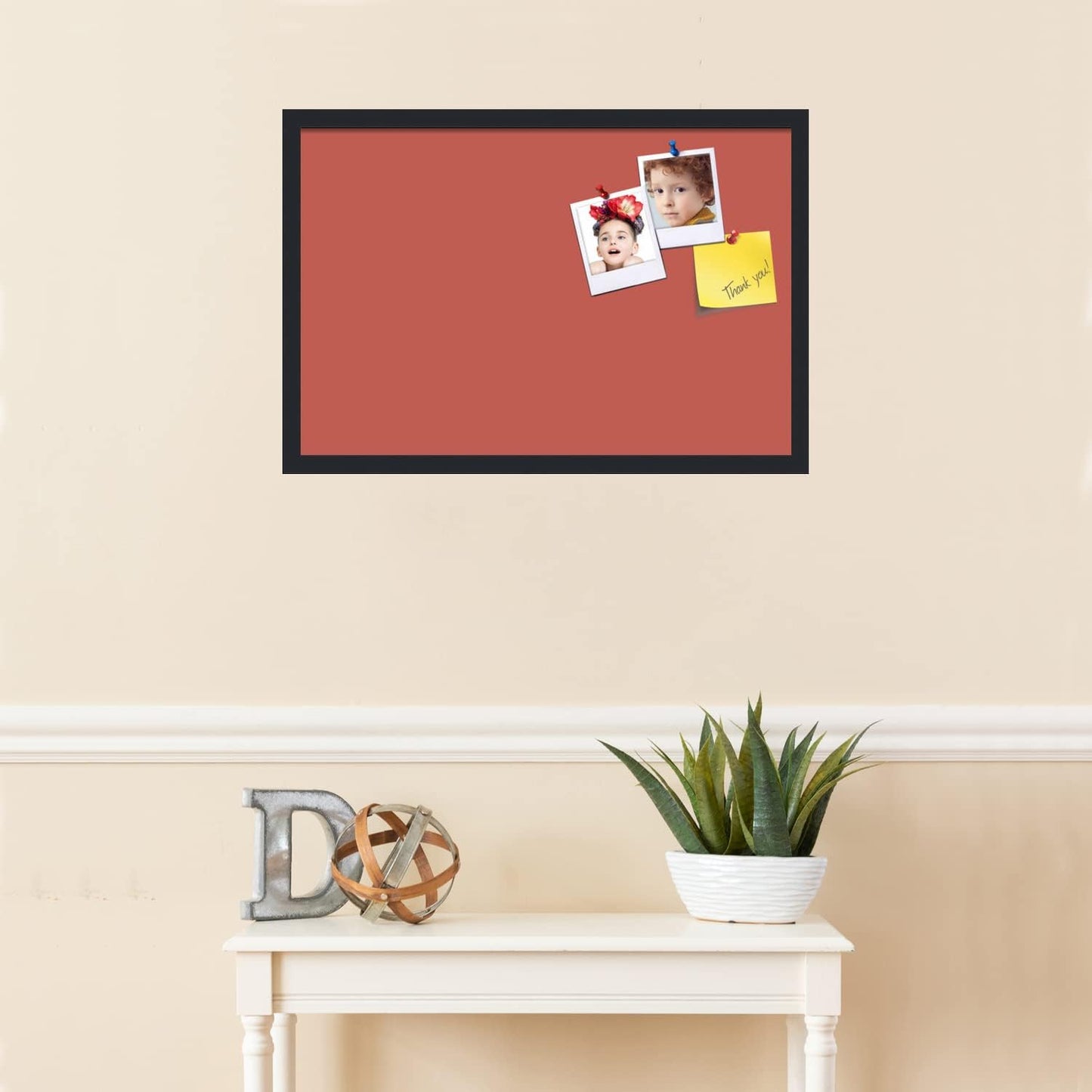 PinPix 27x18 Inch Cork Bulletin Board. This Decorative Framed Pin Board Comes with Crimson Pastel Design and a Satin Black Frame. Ideal for Home Office Decor or Message Board (PinPix-1807)