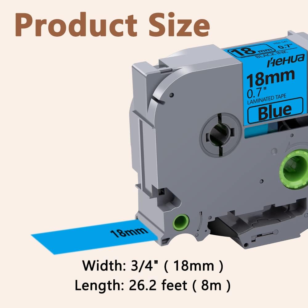 Hehua Tape Tze Tz 18mm 0.7 Laminated Blue Compatible for Brother P-Touch TZe-541 TZe541 TZ541 TZ541 Tape for Ptouch PT D400 D600 D610 P710bt, 3/4'' x 26.2ft Black on Blue, 3 Pack