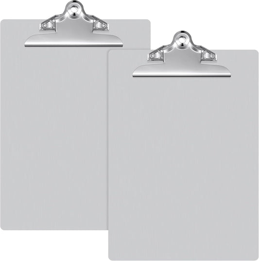 2 Pcs Metal Clipboard Heavy Duty Aluminum Clipboards 12 x 9 Inch Metal Clip Board with Low Profile Clip A4 Letter Size Document Holder for Office School Medical Jobsite Laboratory