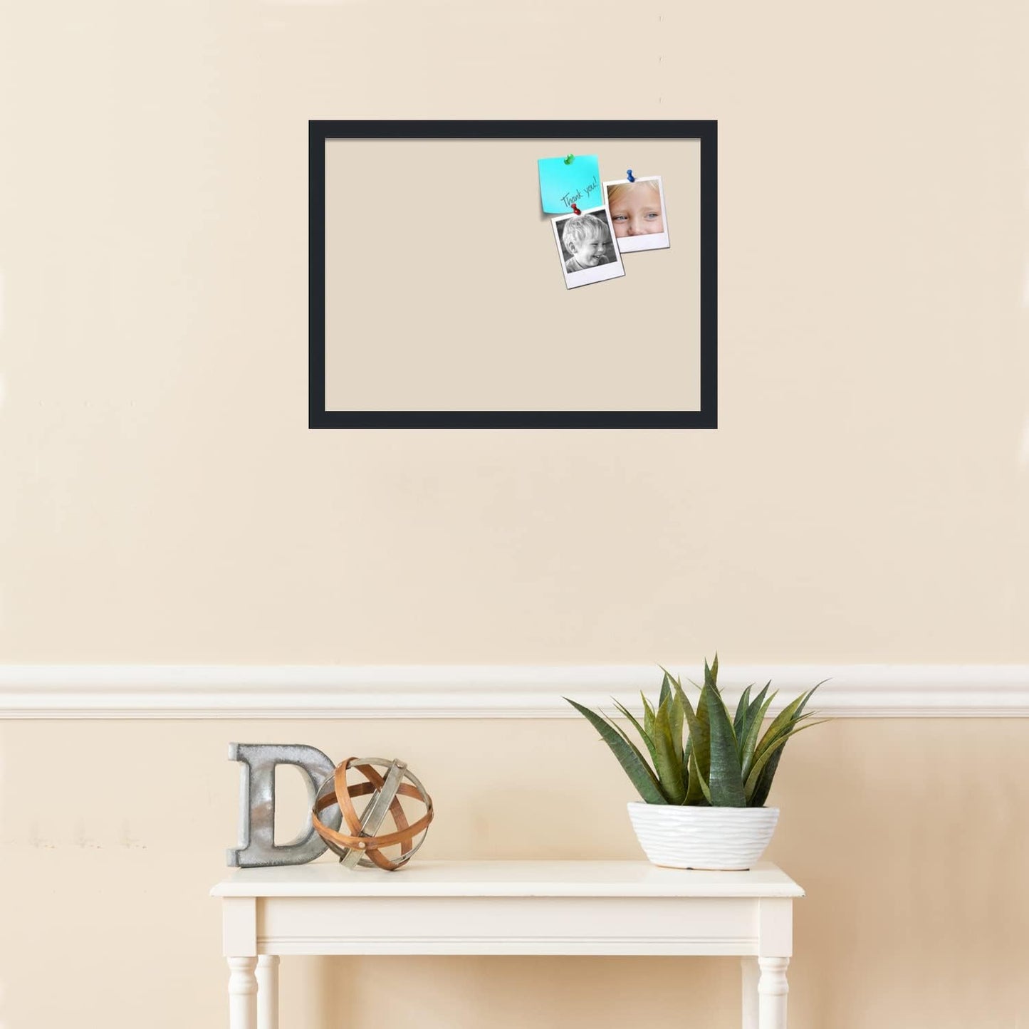 PinPix 22x16 Inch Cork Bulletin Board. This Decorative Framed Pin Board Comes with Desert Pastel Design and a Satin Black Frame. Ideal for Home Office Decor or Message Board (PinPix-1815)