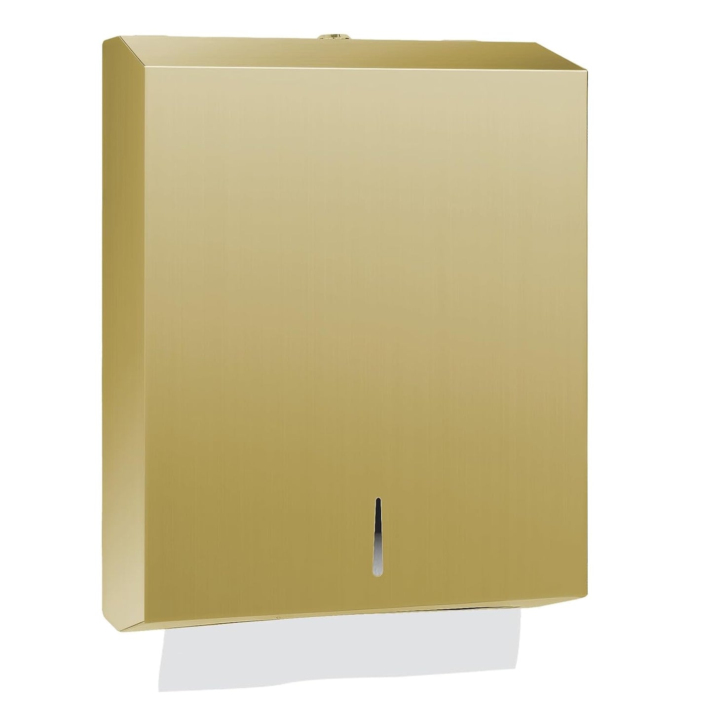 Paper Towel Dispenser Wall Mount, Brushed Gold Stainless Steel Commercial Paper Towel Holder with Lock, Large Capacity 400 C Fold/525 Multifold Towels