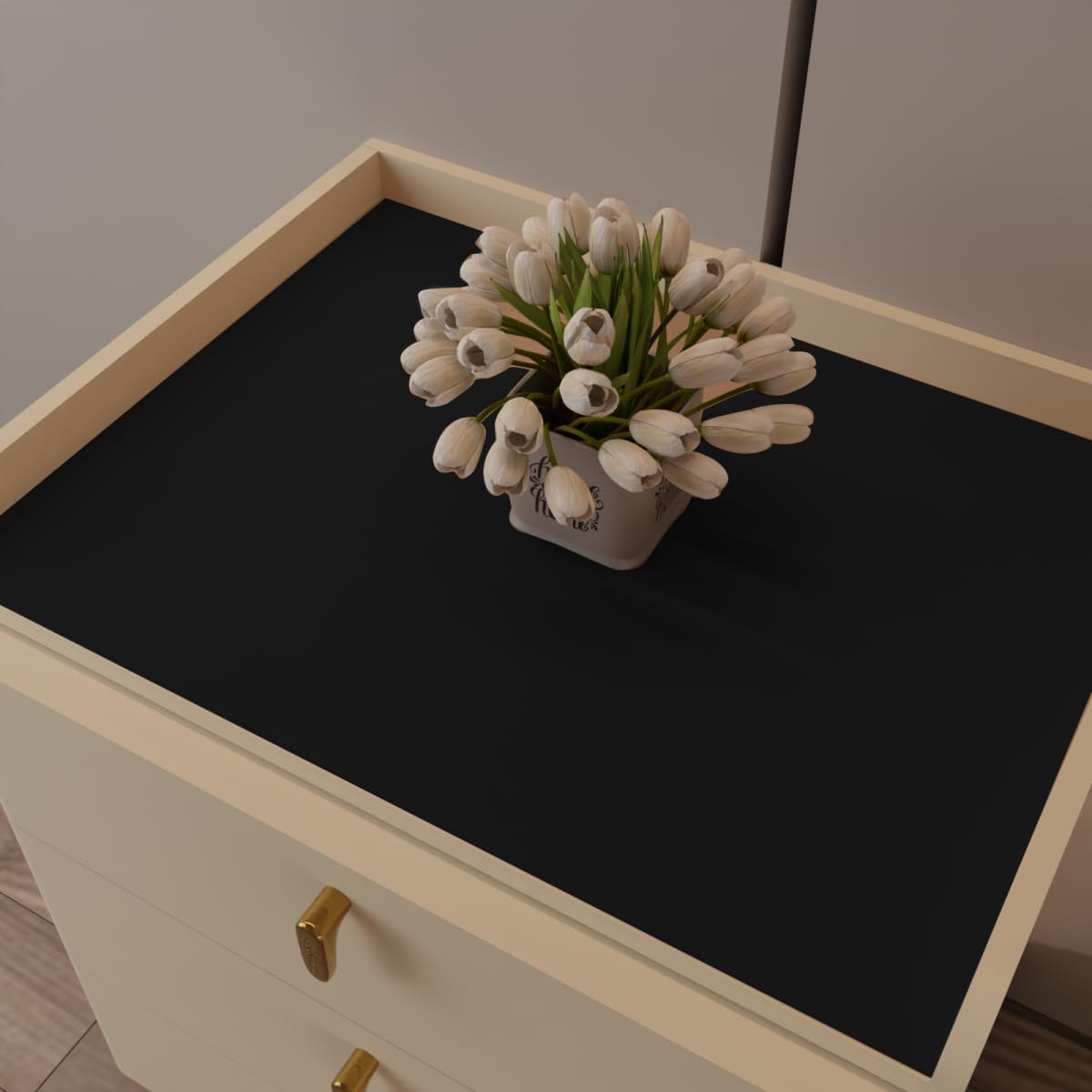 Leather Nightstand Cover,1.8mm Thick,15.75x23.6 Inch end Table Cover,Side Table Cover,Bedside Table Cover,Bedside Tablecloth.(Black+Black,15.75x23.6)