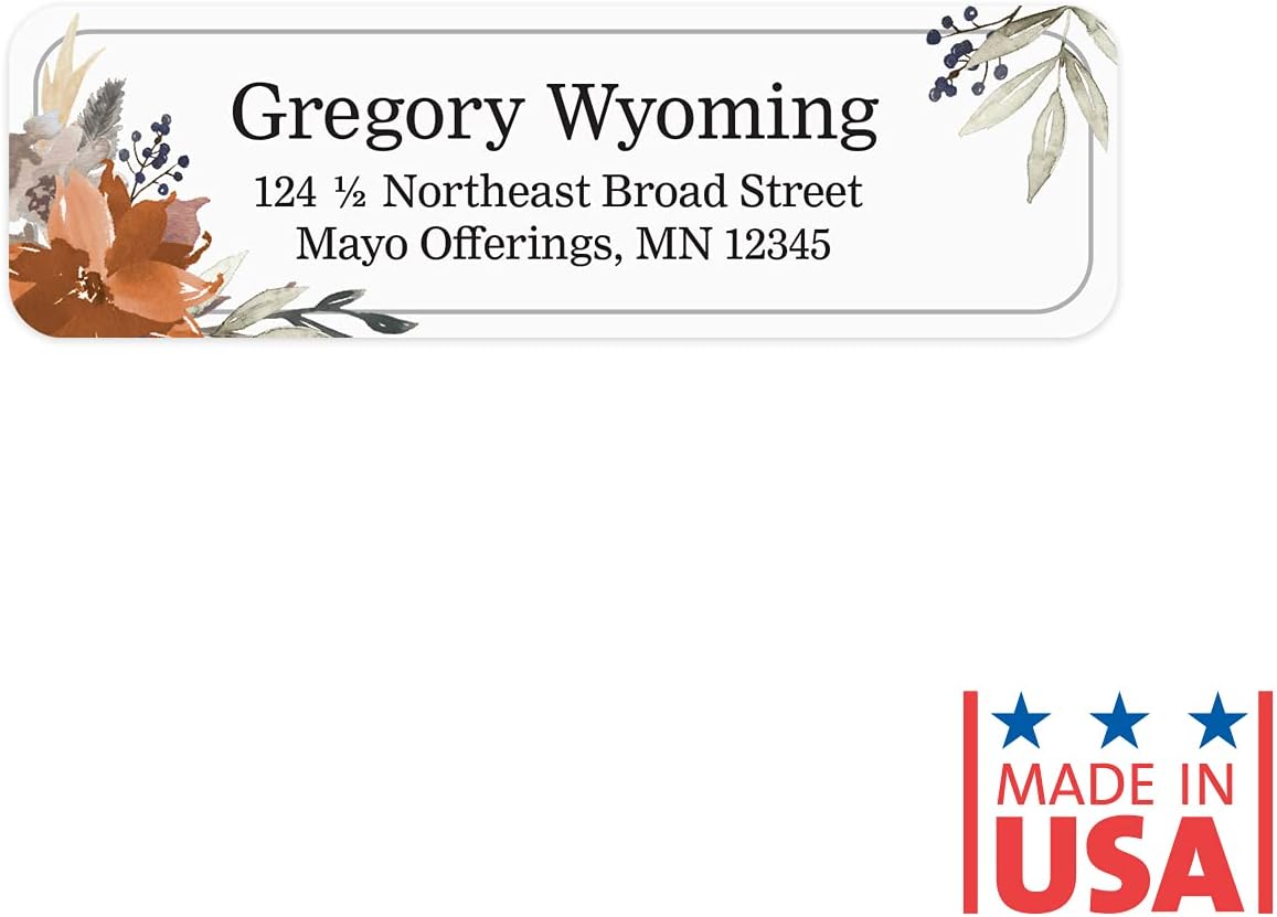 Indie Floral Rolled Address Labels/Roll of 250 Personalized Return Address Labels/Designer Return Address Stickers in Elegant Plastic Dispenser