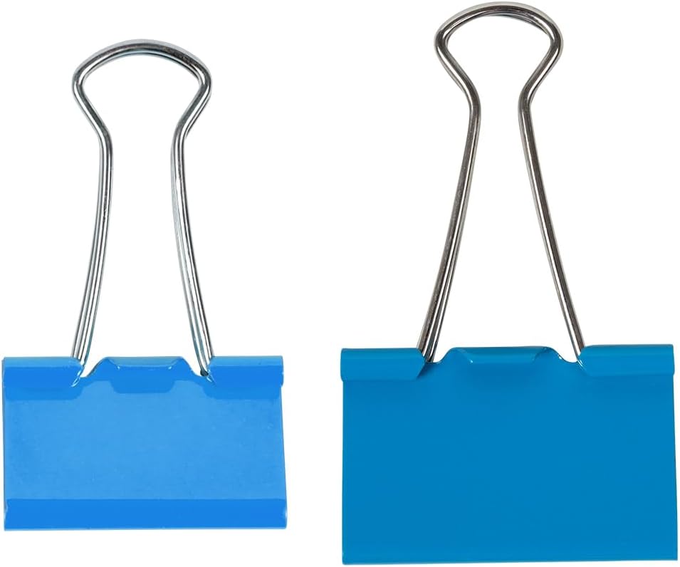 JAM PAPER Colorful Binder Clips Assortment - Medium & Large Size - Blue Binderclips - 27 Clips/Pack