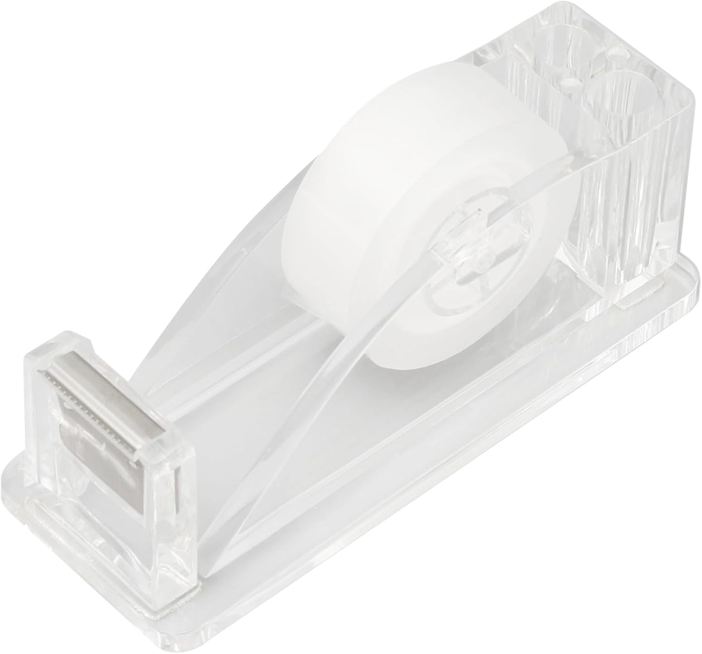 QILIMA Transparent Acrylic Tape Dispenser, Clear Tapes and Refillable Dispensers, Desktop Tape Dispenser Acrylic for Home,Tape Cutter Holder Fits Standard Tape Rolls, Office and School