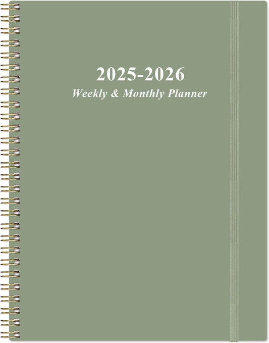 2025-2026 Planner - Academic Planner 2025-2026 from July 2025 to June 2026 with 12 Monthly Tabs, Flexible Cover, Inner Pocket, 8.5" x 11", Green