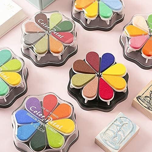 Petal Ink Pads for Rubber Stamps Waterdrop Shaped Stamp Pads with 8 Assorted Colors (Set 1005)