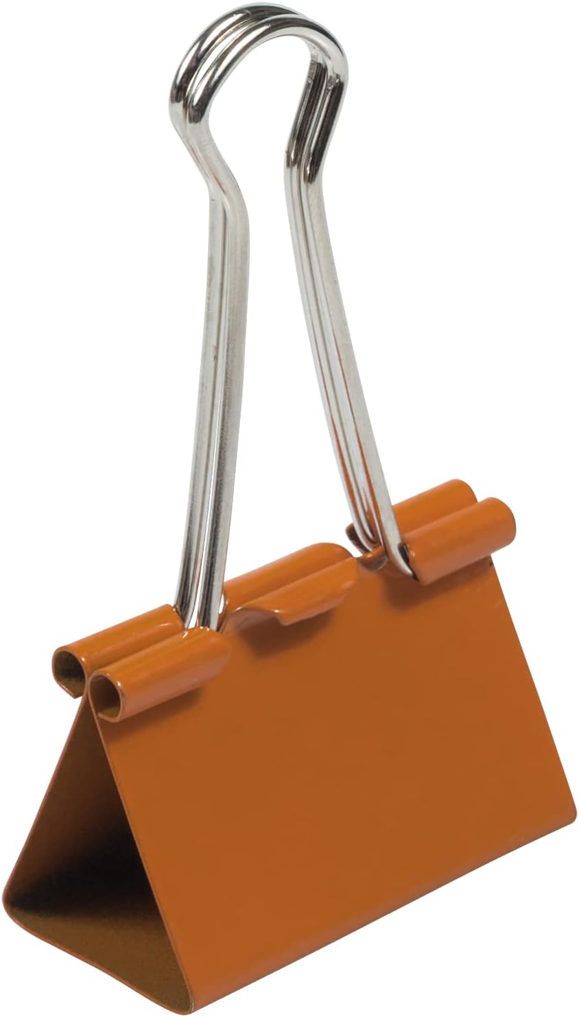 JAM PAPER Colorful Binder Clips - Large - 1 1/2 Inch (41 mm) - Orange Binderclips - 12/Pack