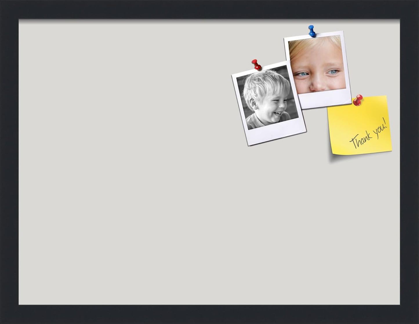 PinPix 20x15 Inch Cork Bulletin Board. This Decorative Framed Pin Board Comes with Light Stone Design and a Satin Black Frame. Ideal for Home Office Decor or Message Board (PinPix-1809)