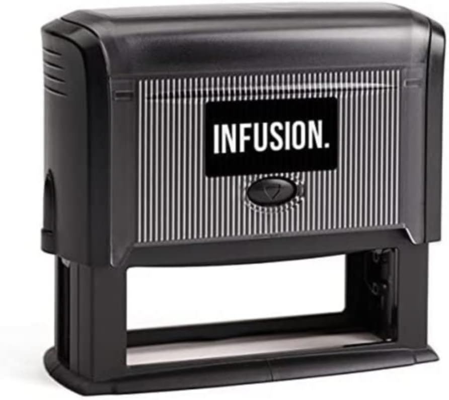 Infusion Self-Inking Custom Rubber Stamp (Personal or Business Use) - Choose from 16 Colors (1" x 3-1/4")