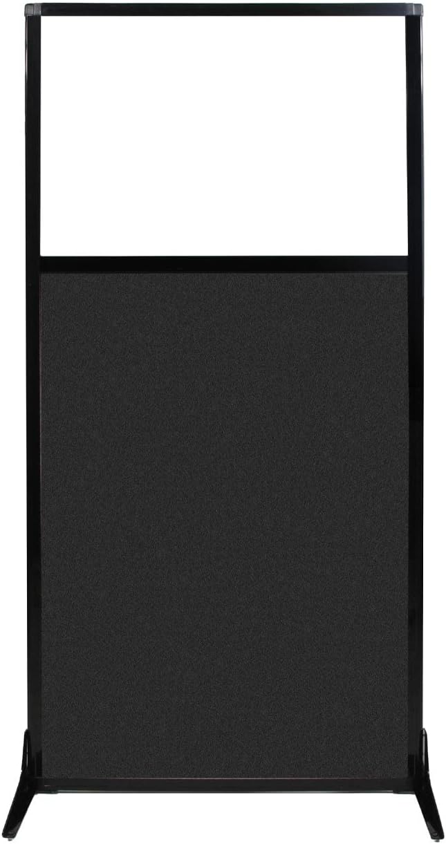 Versare Office Workstation Screen | Portable Wall Divider | Modern Cubicle | Freestanding Privacy Screen | Flexible Work Space | 1 Panel | 33" Wide x 70" Tall Black SoundSorb Panels with Window