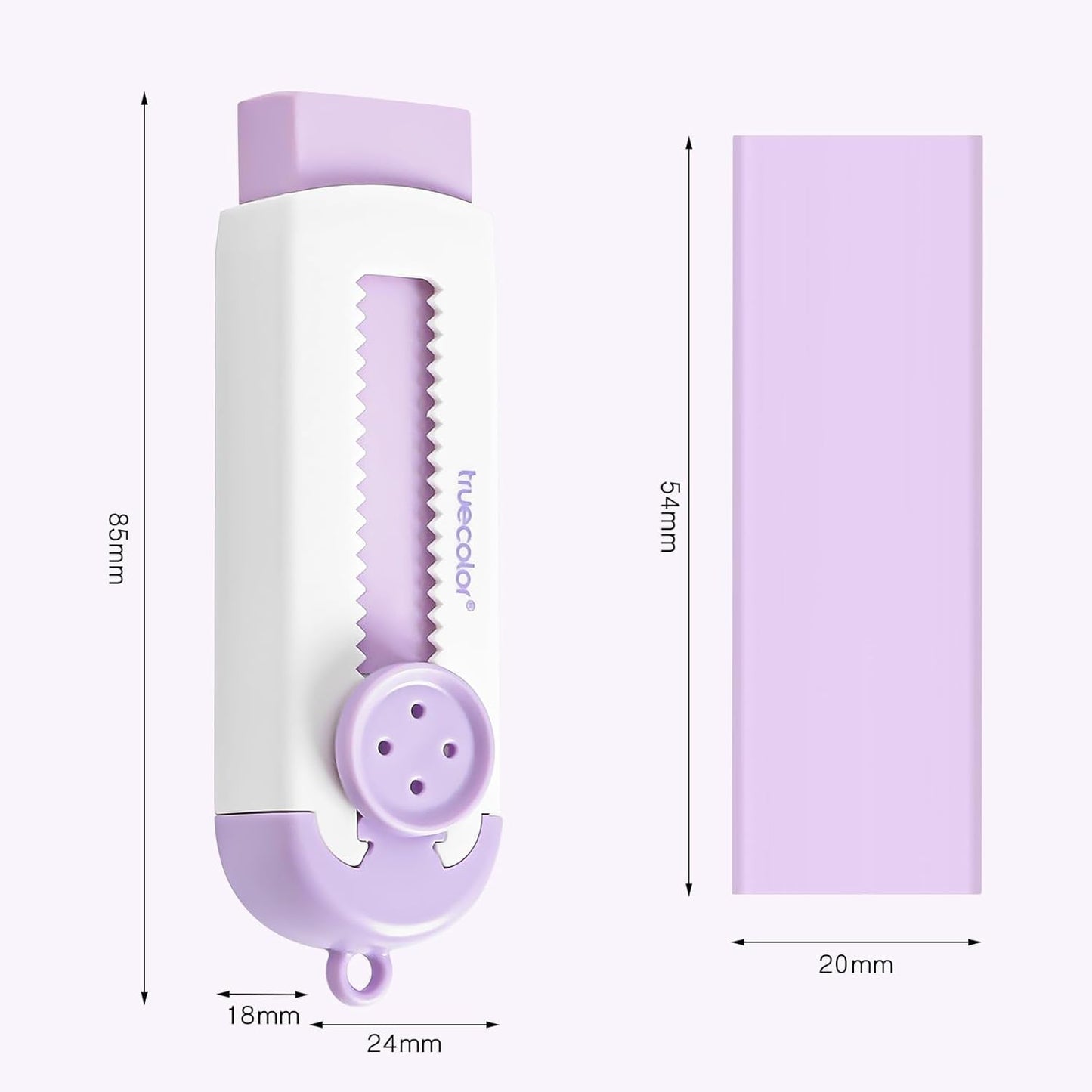 Retractable Eraser, Erasers for Pencils - 4+1 Pack Rubber Erasers - Pencil Eraser with Plastic Sleeve 4 Refill Eraser (Purple)