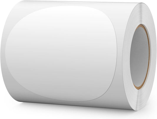 300 PCS Circle Stickers 4 Inch White Vinyl Floor Dots Sticker Removable Self-Adhesive Colored Large Round Label Roll for Marking Inventory Organizing Classroom Line Up Spots