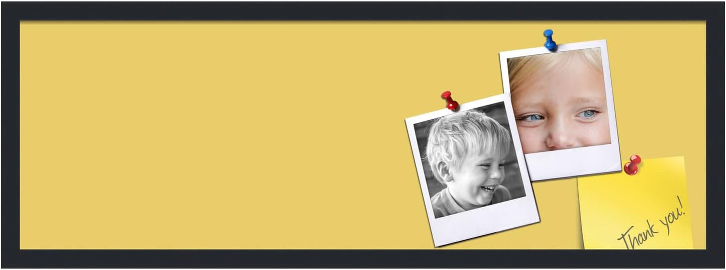 PinPix 36x12 Inch Cork Bulletin Board. This Decorative Framed Pin Board Comes with Honey Pastel Design and a Satin Black Frame. Ideal for Home Office Decor or Message Board (PinPix-1810)